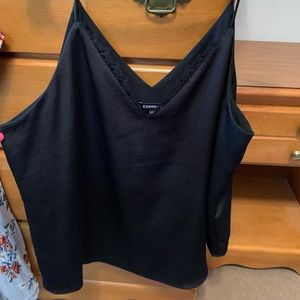Black express tank top with lace trim